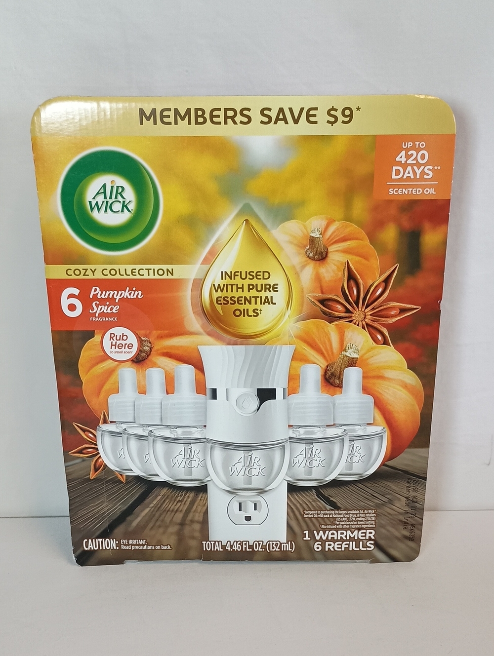 Air Wick Plug In Scented Oil Air Freshener in Pumpkin Spice (1 Warmer + 6 Refill